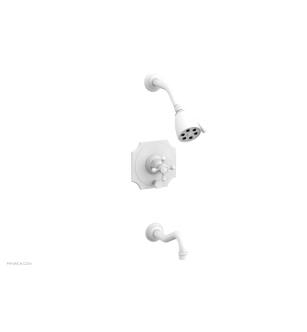 Phylrich 161-29/050 Henri Cross Handle Pressure Balance Tub and Shower Set with Scalloped Trim in White