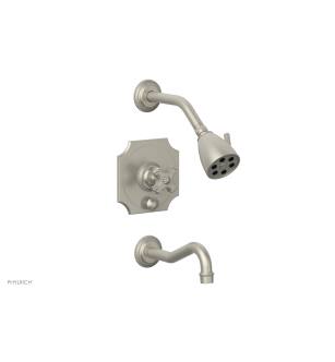 Phylrich 162-26/15B Marvelle Cross Handle Pressure Balance Tub and Shower Set in Brushed Nickel