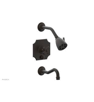 Phylrich 162-26/10B Marvelle Cross Handle Pressure Balance Tub and Shower Set in Distressed Bronze/Oil Rubbed Bronze