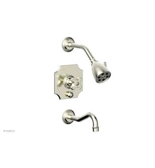 Phylrich 162-26/015 Marvelle Cross Handle Pressure Balance Tub and Shower Set in Satin Nickel