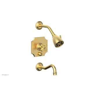 Phylrich 162-26/24B Marvelle Cross Handle Pressure Balance Tub and Shower Set in Burnished Gold