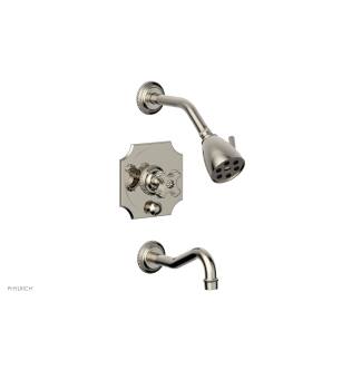 Phylrich 162-26/014 Marvelle Cross Handle Pressure Balance Tub and Shower Set in Polished Nickel