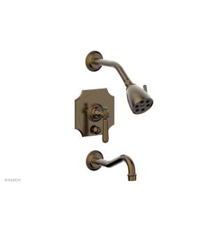 Phylrich 162-27/047 Marvelle Lever Handle Pressure Balance Tub and Shower Set in Brass/Antique Brass