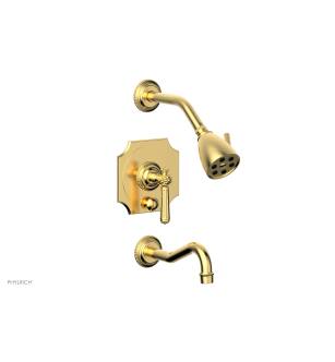 Phylrich 162-27/024 Marvelle Lever Handle Pressure Balance Tub and Shower Set in Satin Gold