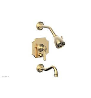 Phylrich 162-27/004 Marvelle Lever Handle Pressure Balance Tub and Shower Set in Satin Brass