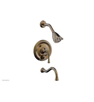 Phylrich 208-26/047 Coined Lever Handle Pressure Balance Tub and Shower Set in Brass/Antique Brass