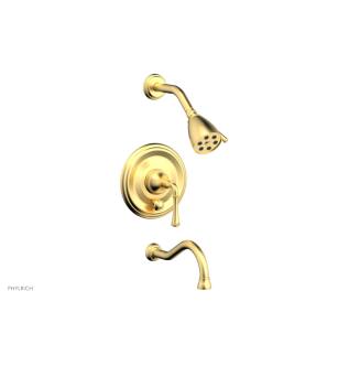 Phylrich 208-26/24B Coined Lever Handle Pressure Balance Tub and Shower Set in Burnished Gold