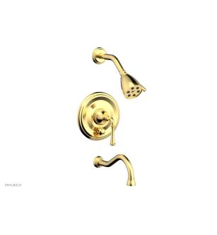 Phylrich 208-26/024 Coined Lever Handle Pressure Balance Tub and Shower Set in Satin Gold