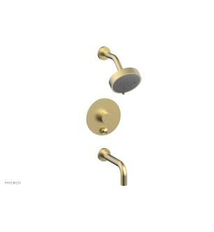 Phylrich 230-26/24B Basic II Knurled Handle Pressure Balance Tub and Shower Set with Round Trim in Burnished Gold