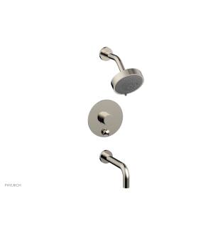 Phylrich 230-26/014 Basic II Knurled Handle Pressure Balance Tub and Shower Set with Round Trim in Polished Nickel