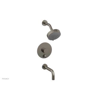 Phylrich 230-26/15A Basic II Knurled Handle Pressure Balance Tub and Shower Set with Round Trim in Pewter