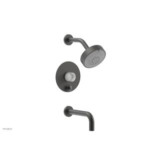 Phylrich 230-28/10B Basic II Marble Handle Pressure Balance Tub and Shower Set in Distressed Bronze/Oil Rubbed Bronze