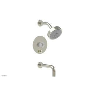 Phylrich 230-28/015 Basic II Marble Handle Pressure Balance Tub and Shower Set in Satin Nickel