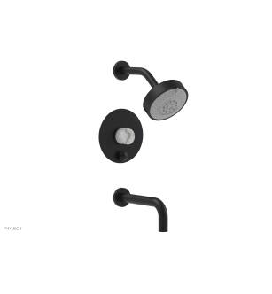 Phylrich 230-28/040 Basic II Marble Handle Pressure Balance Tub and Shower Set in Black