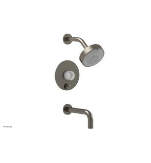 Phylrich 230-28/15A Basic II Marble Handle Pressure Balance Tub and Shower Set in Pewter