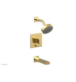 Phylrich 291-26/024 Stria Blade Handle Pressure Balance Tub and Shower Set in Satin Gold