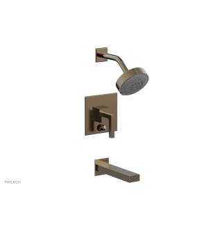 Phylrich 291-27/047 Stria 8 5/8" Lever Handle Pressure Balance Tub and Shower Set in Brass/Antique Brass