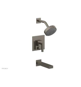 Phylrich 291-27/15A Stria 8 5/8" Lever Handle Pressure Balance Tub and Shower Set in Pewter