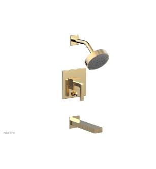 Phylrich 291-27/004 Stria 8 5/8" Lever Handle Pressure Balance Tub and Shower Set in Satin Brass