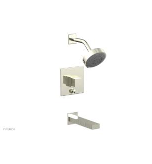Phylrich 291-29/15B Stria Cube Handle Pressure Balance Tub and Shower Set in Brushed Nickel