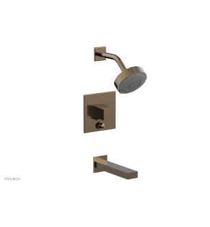 Phylrich 291-29/047 Stria Cube Handle Pressure Balance Tub and Shower Set in Brass/Antique Brass