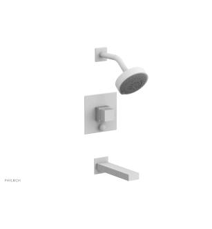 Phylrich 291-29/050 Stria Cube Handle Pressure Balance Tub and Shower Set in White