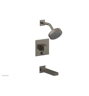 Phylrich 291-29/15A Stria Cube Handle Pressure Balance Tub and Shower Set in Pewter