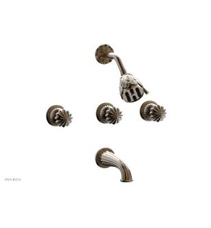 Phylrich K2361/047 Georgian and Barcelona Round Handle Thermostatic Tub and Shower Set in Brass/Antique Brass