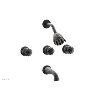 Phylrich K2361/10B Georgian and Barcelona Round Handle Thermostatic Tub and Shower Set in Distressed Bronze/Oil Rubbed Bronze