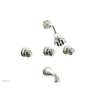 Phylrich K2361/015 Georgian and Barcelona Round Handle Thermostatic Tub and Shower Set in Satin Nickel