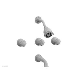 Phylrich K2361/050 Georgian and Barcelona Round Handle Thermostatic Tub and Shower Set in White