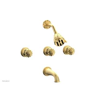 Phylrich K2361/24B Georgian and Barcelona Round Handle Thermostatic Tub and Shower Set in Burnished Gold