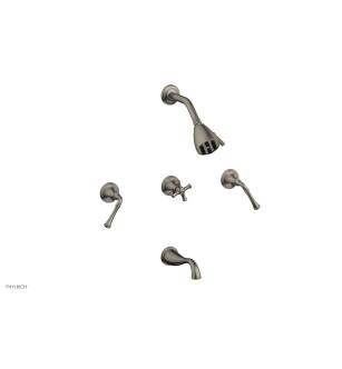Phylrich D2205/15A 3Ring Straight Handles Thermostatic Tub and Shower Set in Pewter