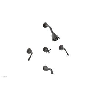 Phylrich D2205/10B 3Ring Straight Handles Thermostatic Tub and Shower Set in Distressed Bronze/Oil Rubbed Bronze