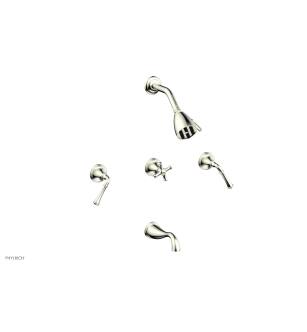 Phylrich D2205/015 3Ring Straight Handles Thermostatic Tub and Shower Set in Satin Nickel