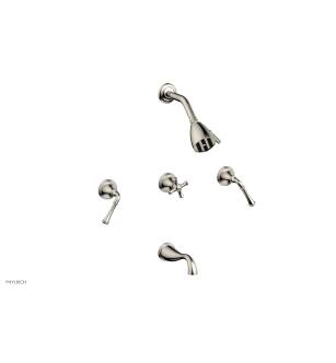 Phylrich D2205/014 3Ring Straight Handles Thermostatic Tub and Shower Set in Polished Nickel
