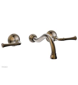 Phylrich 207-11/047 Phylrich Beaded 4" Double Lever Handle Wall Mount Bathroom Sink Faucet in Brass/Antique Brass