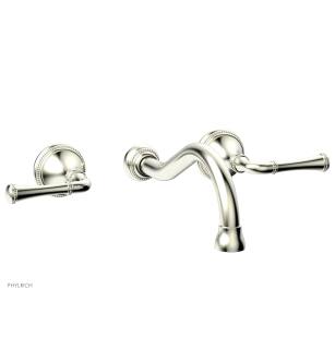 Phylrich 207-11/015 Phylrich Beaded 4" Double Lever Handle Wall Mount Bathroom Sink Faucet in Satin Nickel
