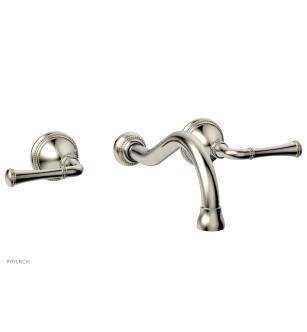 Phylrich 207-11/014 Phylrich Beaded 4" Double Lever Handle Wall Mount Bathroom Sink Faucet in Polished Nickel