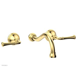 Phylrich 207-11/025 Phylrich Beaded 4" Double Lever Handle Wall Mount Bathroom Sink Faucet in Polished Gold