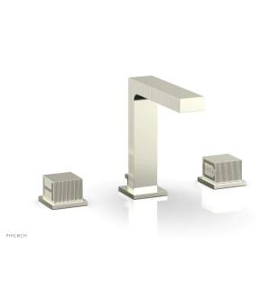 Phylrich 291-04/15B Stria 5 1/2" Double Cube Handle Widespread Bathroom Sink Faucet in Brushed Nickel