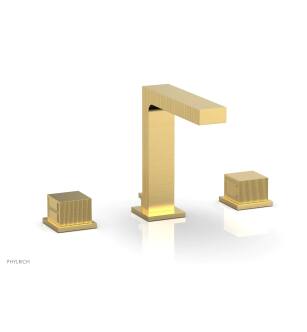 Phylrich 291-04/24B Stria 5 1/2" Double Cube Handle Widespread Bathroom Sink Faucet in Burnished Gold
