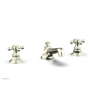 Phylrich 500-01/15B Hex Traditional 5 5/8" Double Cross Handle Widespread Bathroom Sink Faucet in Brushed Nickel
