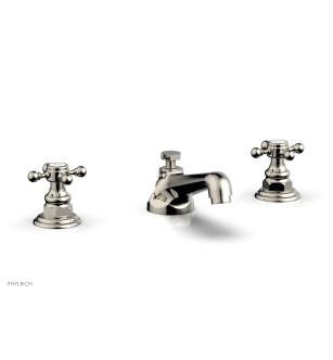 Phylrich 500-01/014 Hex Traditional 5 5/8" Double Cross Handle Widespread Bathroom Sink Faucet in Polished Nickel