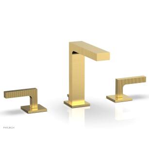 Phylrich 291-02/24B Stria 6 1/2" Double Lever Handle Widespread Bathroom Sink Faucet in Burnished Gold