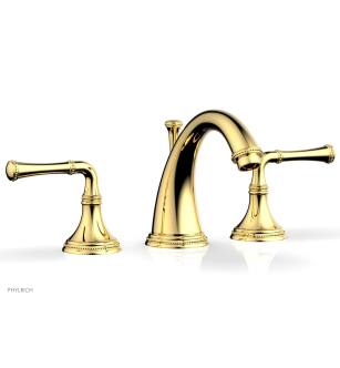 Phylrich 207-01/025 Beaded 6" Double Lever Handle Widespread Bathroom Sink Faucet in Polished Gold