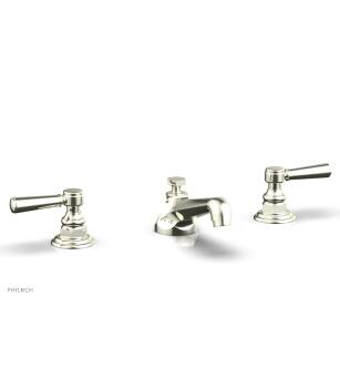 Phylrich 500-02/15B Hex Traditional 7 1/4" Double Lever Handle Widespread Bathroom Sink Faucet in Brushed Nickel