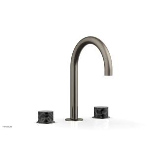 Phylrich 230-03/15A Basic II 6 1/2" Double Marble Handle Widespread Bathroom Sink Faucet in Pewter