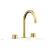 Phylrich 230-01/24B Basic II 6 1/2" Double Knurled Handle Widespread Bathroom Sink Faucet in Burnished Gold