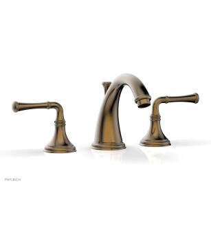 Phylrich 208-01/047 Coined 8 1/8" Double Lever Handle Widespread Bathroom Sink Faucet in Brass/Antique Brass